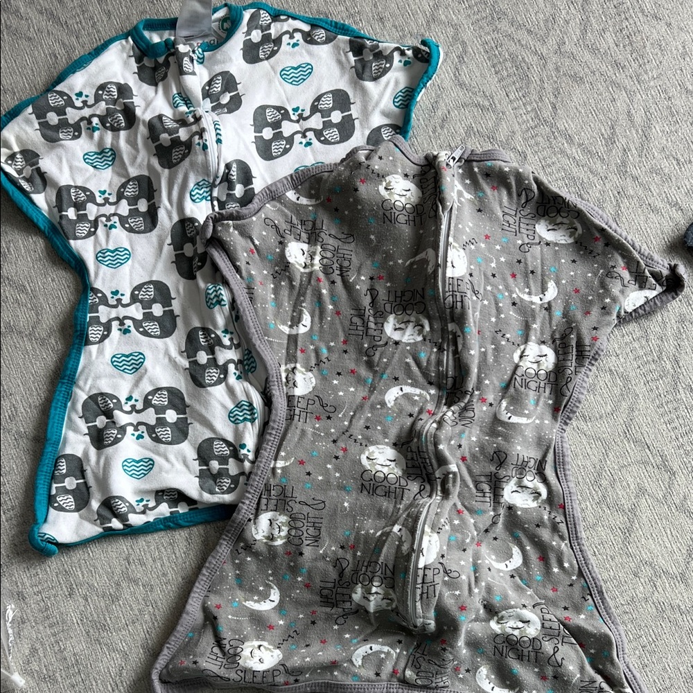 Two Sleeping Baby Zipadee Zips - Gray and White